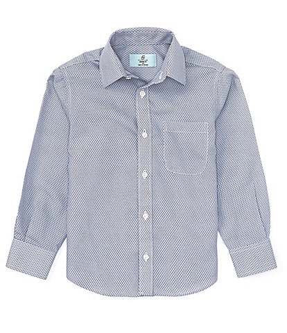 Class Club Little Boys 2T-7 Long Sleeve Blue Print Dress Shirt