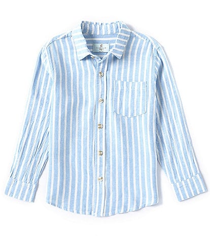 Class Club Little Boys 2T-7 Long Sleeve Stripe Linen Sport Shirt