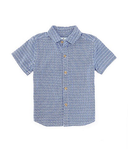 Class Club Little Boys 2T-7 Short Sleeve Geo Print Woven Shirt