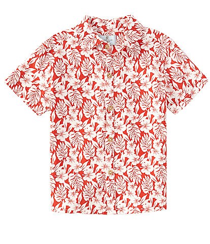Class Club Little Boys 2T-7 Short Sleeve Tropical Print Woven Shirt