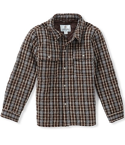 Class Club Little Boys Plaid Snap-Front Quilted Shacket