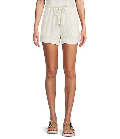 Cloth & Stone Drawcord Knit Stripe Print Mid Rise Coordinating Shorts