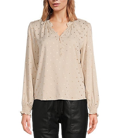 Cloth & Stone Foil Dotted Femme Henley Blouse