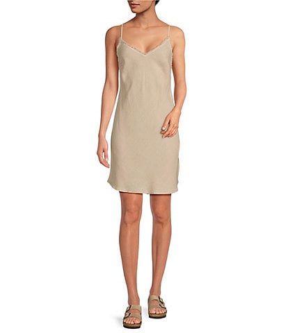 Cloth & Stone Frayed Sleeveless V-Neck Cami Slip Dress