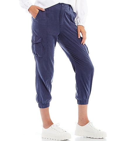 Cloth & Stone Front Button Elastic Back Cropped Cargo Crop Pants