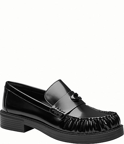 COACH Astor Block Sculpted C Heel Leather Loafers