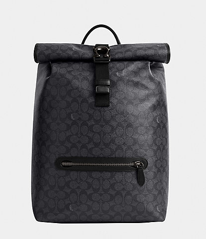 COACH Beck Roll Top Signature Coated Canvas Backpack