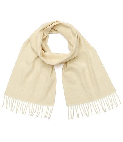 COACH Bias Signature C Wool Fringe Muffler Scarf