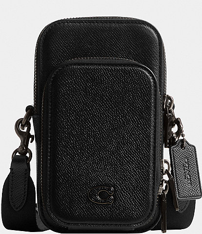 COACH Black Leather Phone Crossbody Bag