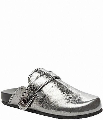 COACH Blake Crinkle Metallic Leather Mule Clogs