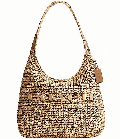 COACH Brooklyn 34 Straw Shoulder Bag