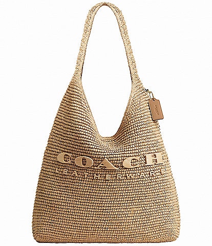 COACH Brooklyn 39 Straw Shoulder Hobo Bag