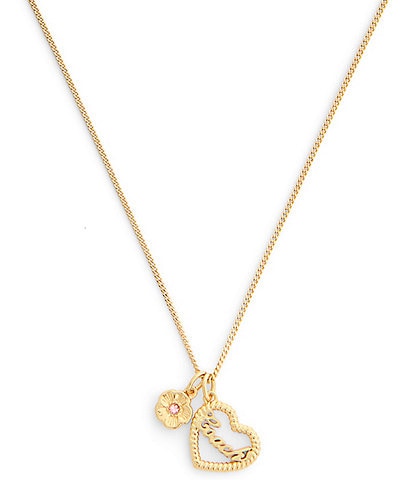 COACH Charming Charms Signature Heart Short Pendant Necklace