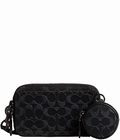 COACH Charter Slim Signature Canvas Black Denim Crossbody Bag