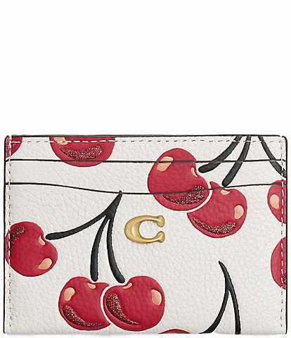 COACH Essential Cherry Print Leather Card Case