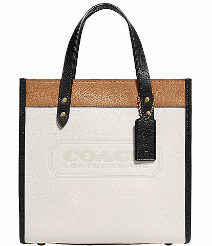 COACH Signature Logo Colorblock Leather Badge Field Tote Bag