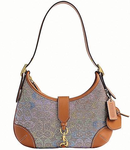 COACH Hamptons Crystal Signature Rainbow Jacquard Shoulder Bag