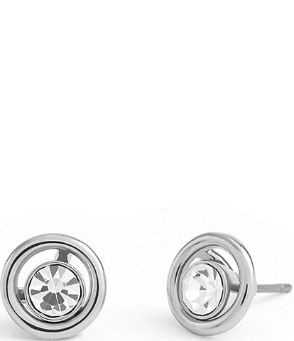 COACH Convertible Halo Round Stone Stud Earrings