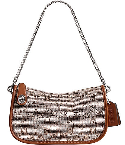 COACH Crystal Signature Jacquard Swinger Chain Bag