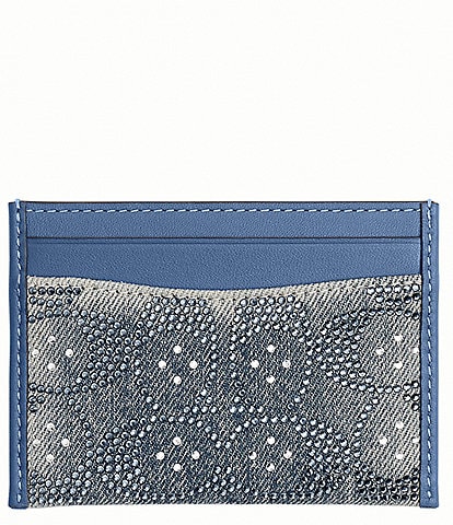 COACH Denim Crystal Signature Essential Card Case