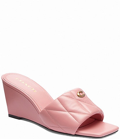 COACH Emma Quilted Leather Wedge Sandals