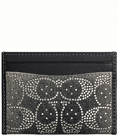 COACH Essential Crystal Signature Denim Card Case