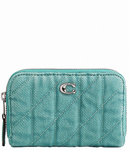 COACH Essential Denim Small Zip Around Card Case