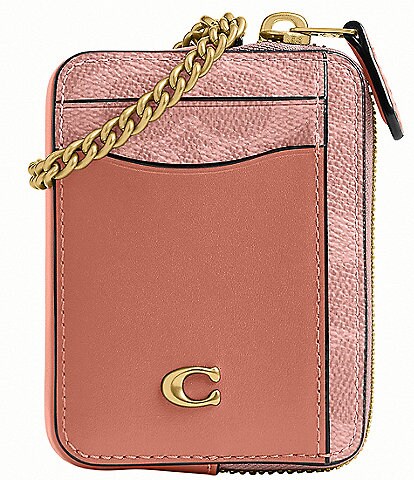 COACH Essential Signature Canvas Chain Card Case