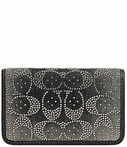 COACH Essential Slim Crystal Signature Denim Card Case