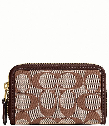 COACH Essential Small Zip Around Signature Jacquard Card Case