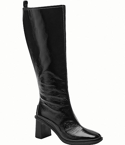 COACH Extended Calf Sculpted C Block Heel Leather Boots