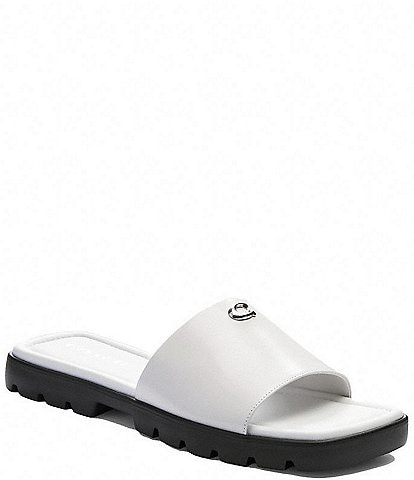 COACH Florence Leather Slide Sandals