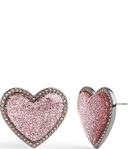 COACH Glitter Bubble Heart Stud Earrings