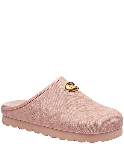 COACH Hadley Signature Logo Print Jacquard Clogs