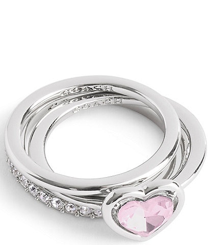 COACH Halo Heart Stacked Ring Set