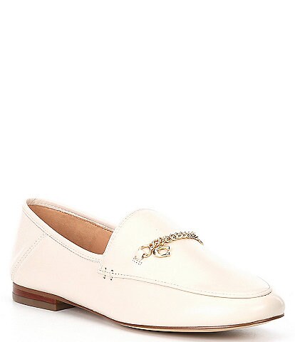 COACH Hanna Chain Leather Slip-On Driver Loafers