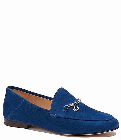 COACH Hanna Suede Chain Detail Slip-On Driver Loafers