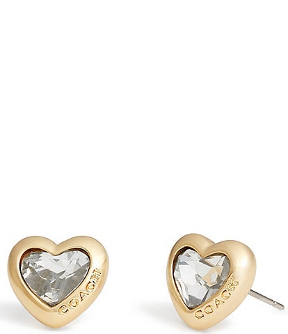 COACH Crystal Heart Stud Earrings