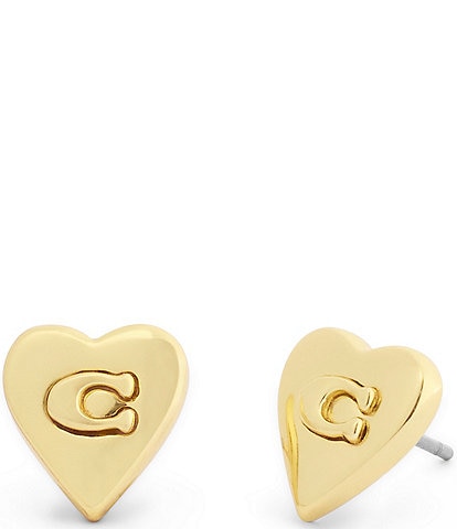 COACH Heritage Signature Heart Stud Earrings
