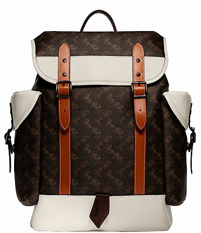 Coach Hitch Horse-And-Carriage Printed/Color Block Coated Canvas And Polished Leather Backpack