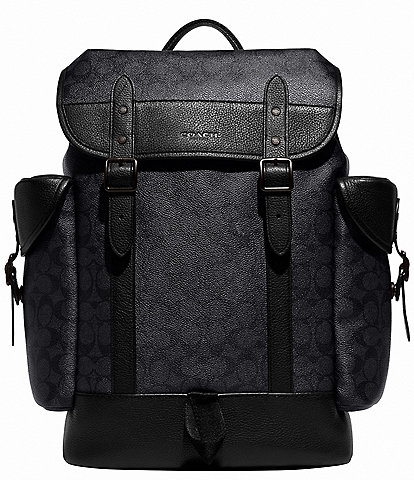 COACH Hitch Signature Canvas/Polished Pebble Leather Backpack