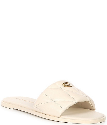 COACH Holly Leather Quilted Slide Sandals