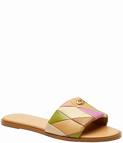 COACH Holly Patchwork Leather Flat Slide Sandals