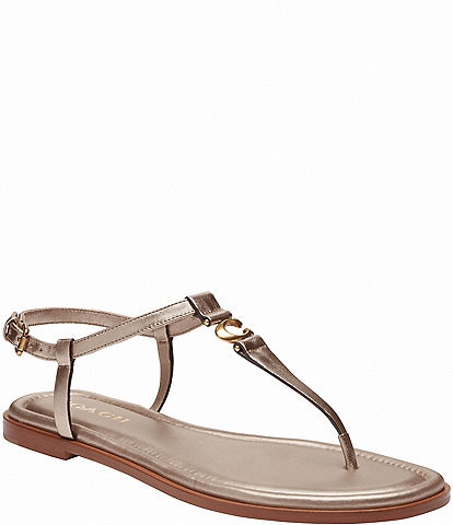COACH Jessica Leather Thong Sandals