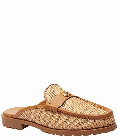 COACH Jocelyn Woven Straw Loafer Mules