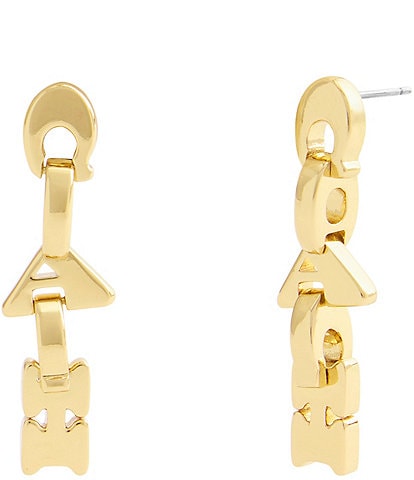 COACH Jumbled Signature Logo Link Linear Earrings