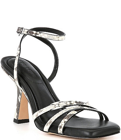 COACH Kelsey Snake Embossed Leather Sandals