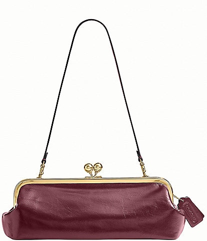 COACH Kisslock 30 Glazed Leather Frame Shoulder Bag