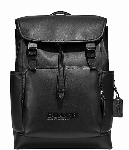 COACH League Flap Leather Backpack