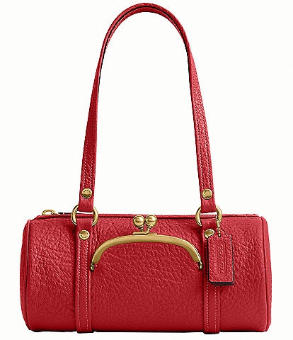 COACH Leather Kisslock 28 Small Barrel Shoulder Bag
